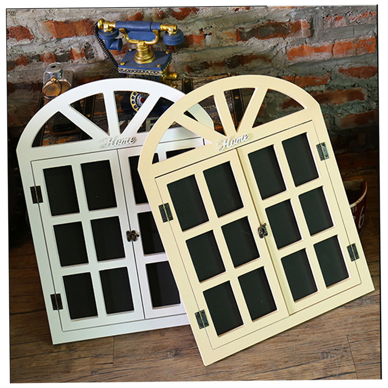 Rustic Wooden Window Frame Chalkboard, Farmhouse Faux Window Wall Decor