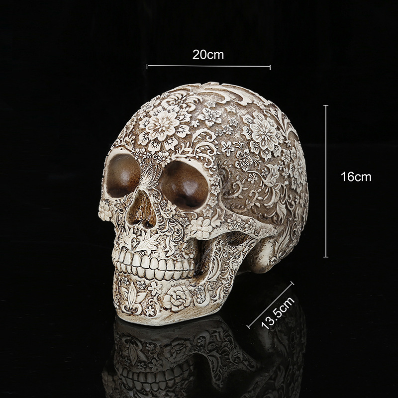 Carved Resin Skull Statue - Image 2