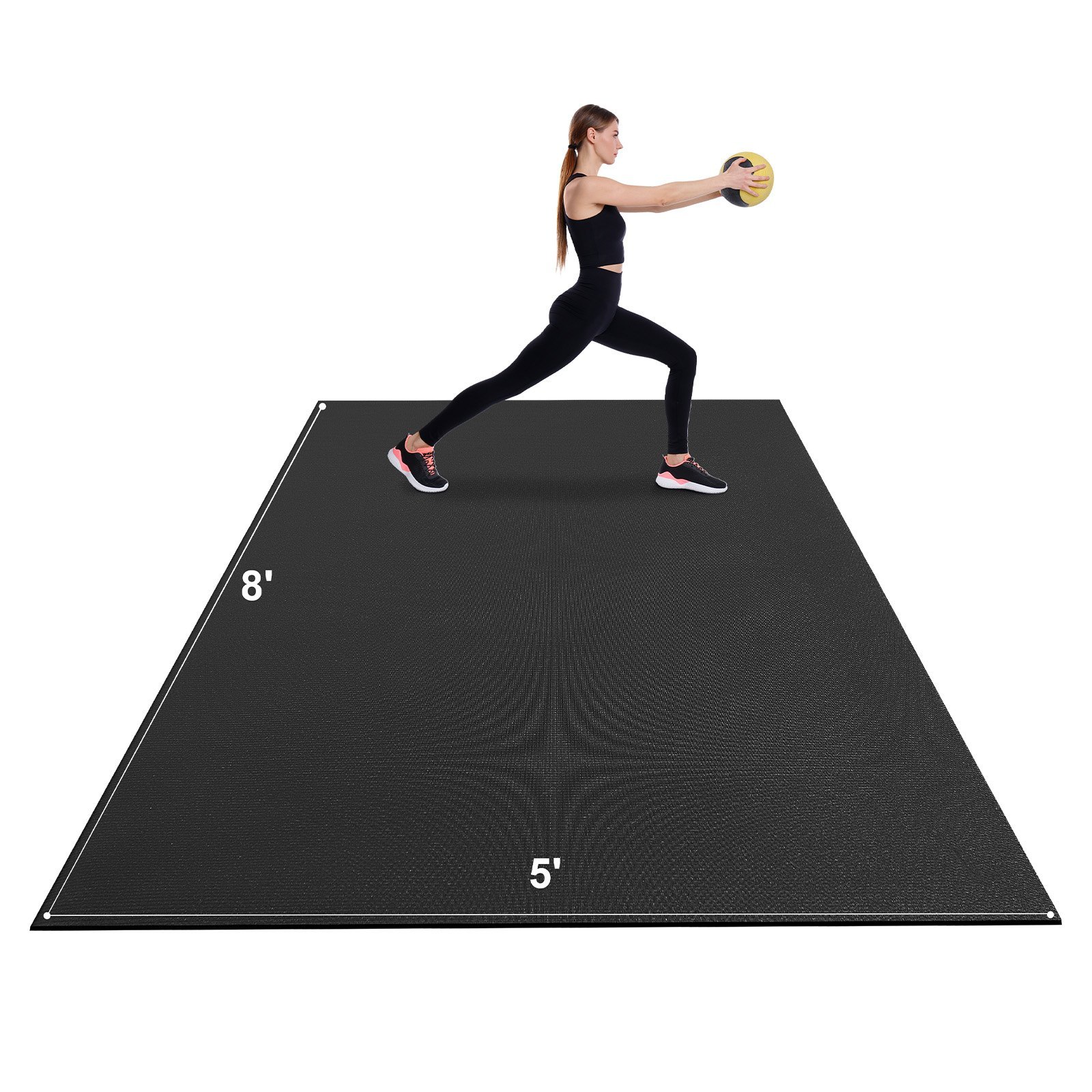 Non-Slip High-Density Exercise Mat, 8x5 ft with Carry Bag & Strap