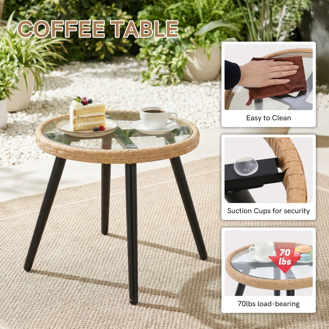 5-Piece Wicker Patio Bistro Set, Beige - Image 9