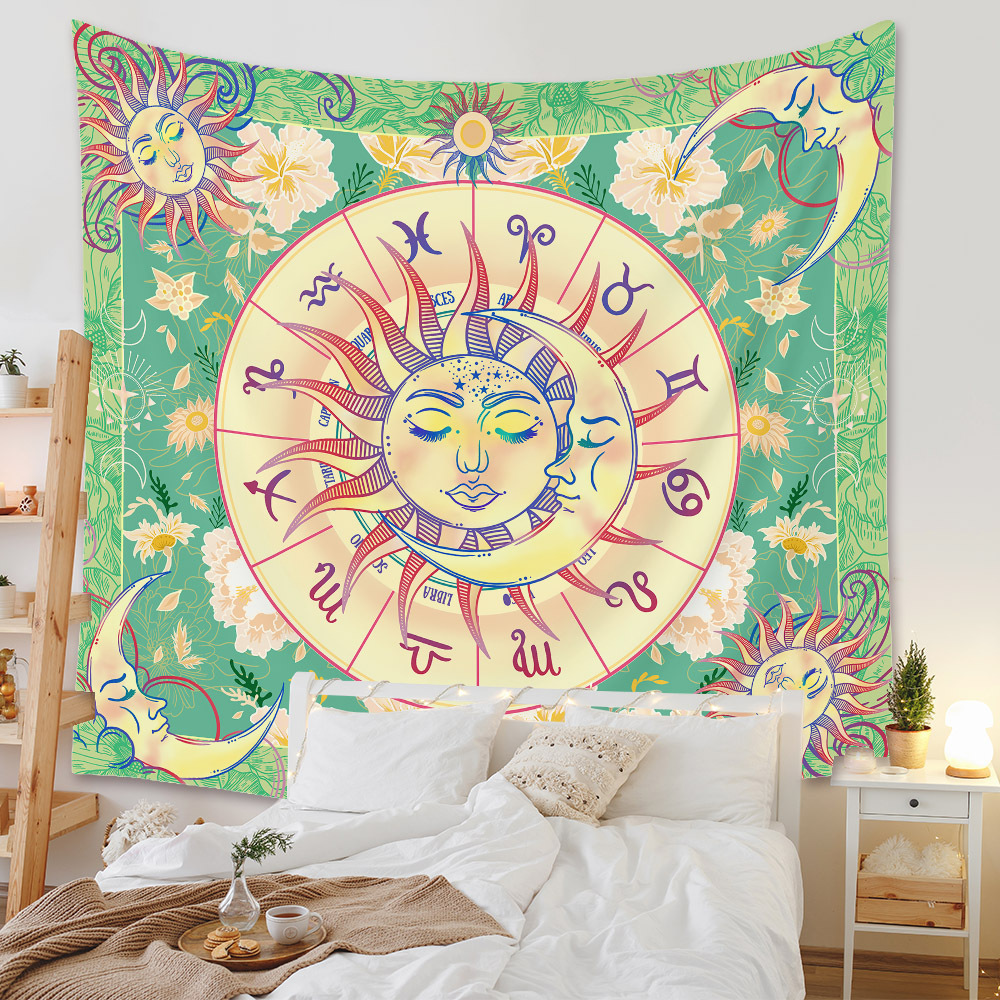 Bohemian Celestial Tapestry Wall Hanging, Sun Moon Star Boho Wall Decor - Image 5