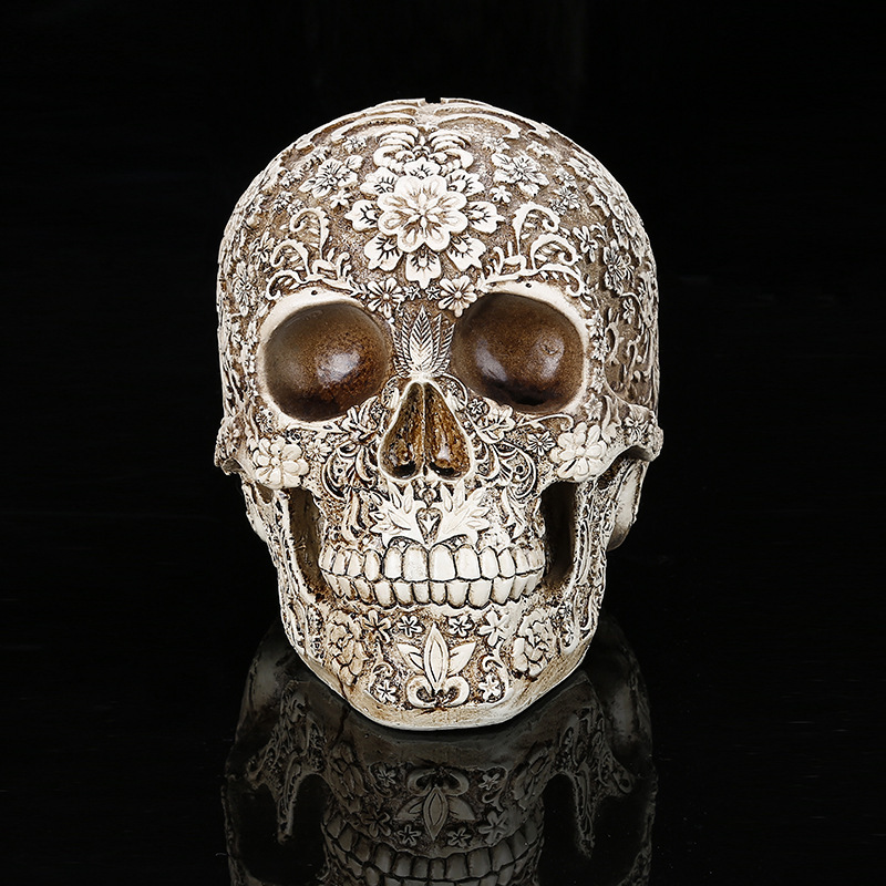 Carved Resin Skull Statue - Image 5