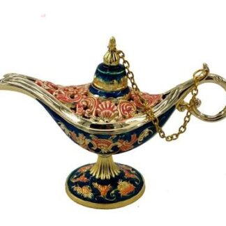 Ornate Genie Oil Lamp Decorative Accent, Arabian-Style Jeweled Trinket Decor