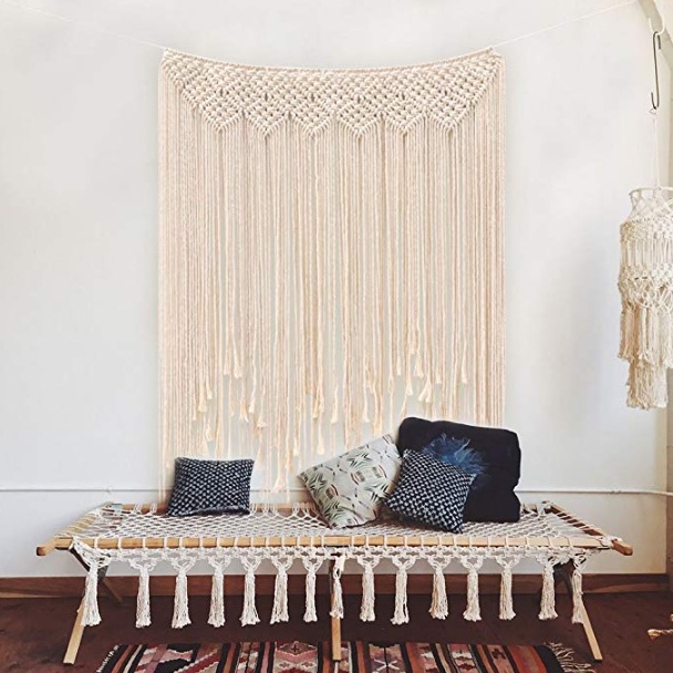 Boho Macrame Wall Hanging Tapestry, Nordic Hand-Woven Cotton Rope Wall Décor for Bedroom & Living Room - Image 4