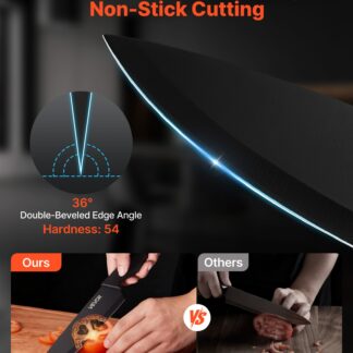 Sharp double-beveled blade comparison for the 15-piece kitchen knife set