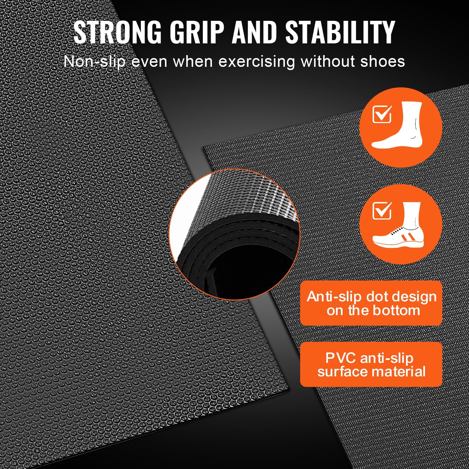 Non-Slip High-Density Exercise Mat, 8x5 ft with Carry Bag & Strap - Image 2