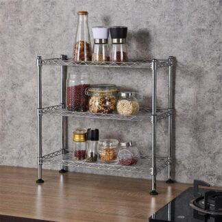 3-Tier Wire Cabinet Organizer, UltraZinc Kitchen Counter & Under-Sink Storage Shelf, 17.72in Adjustable Mini Shelving Unit