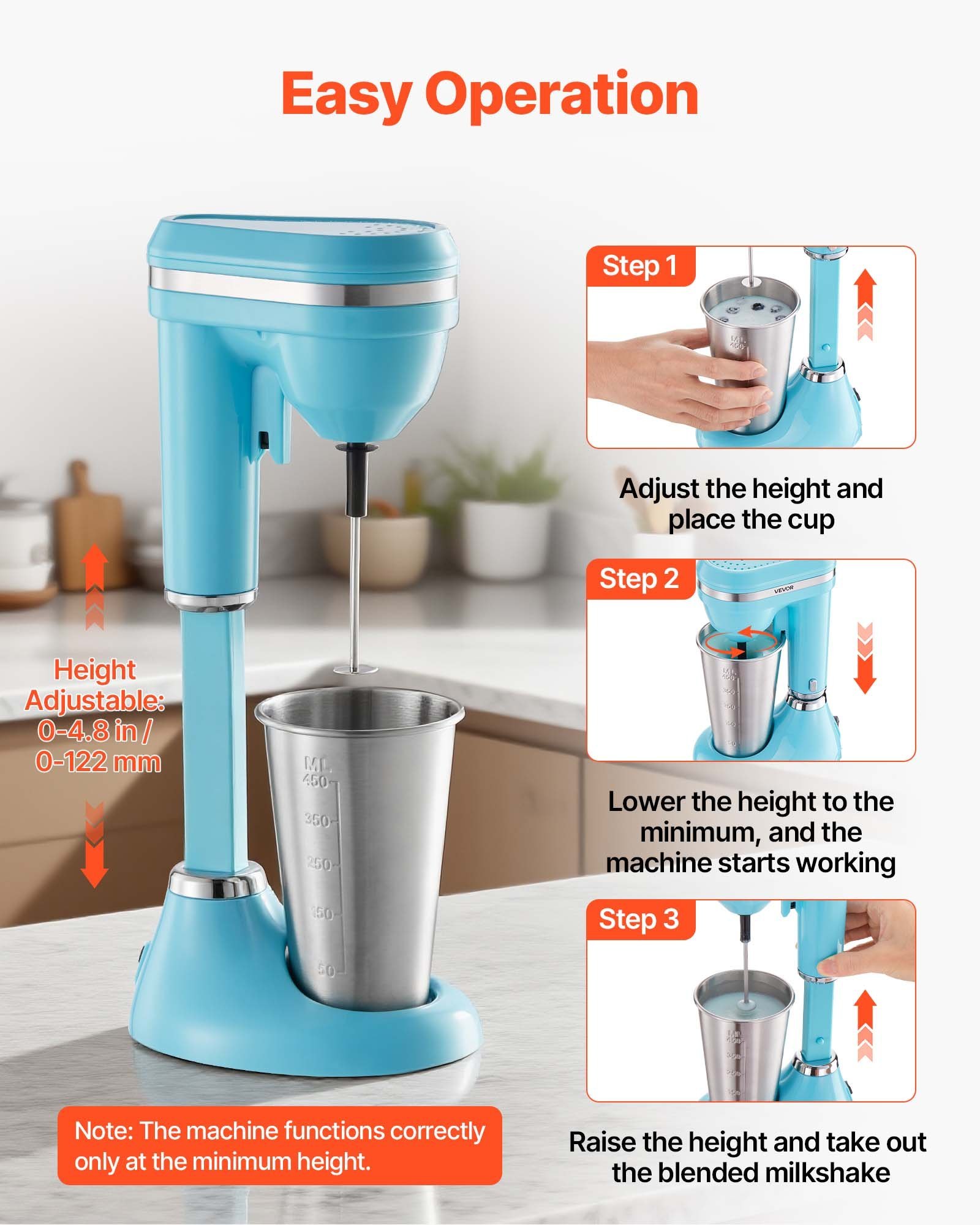 VEVOR Milkshake Maker, 100W Single-Head Mixer - Image 4