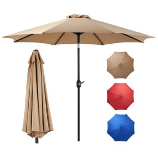 9 ft. Crank Tilt Patio Umbrella with Push-Button Tilt, UV Protection, Waterproof, Red