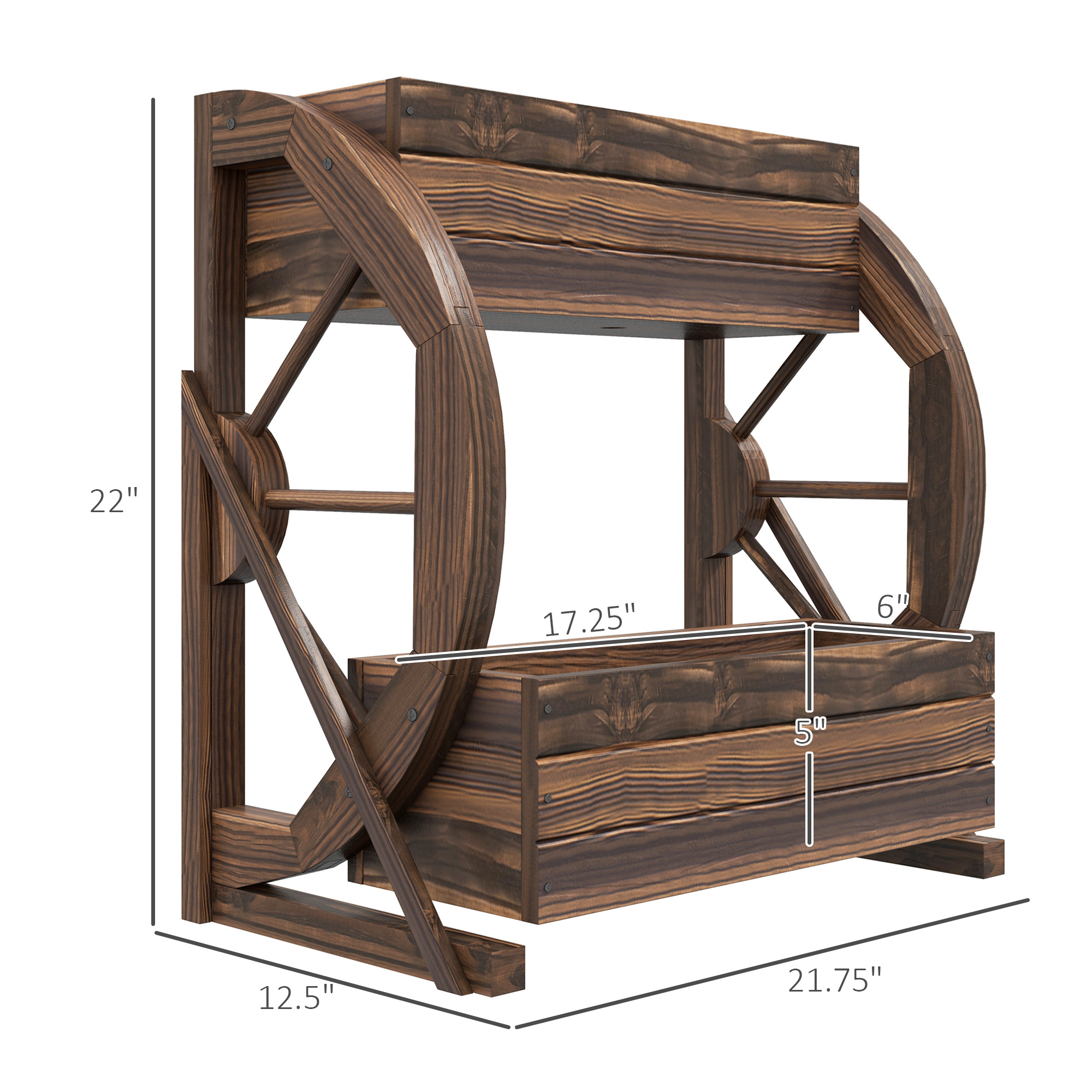 2-Tier Wooden Wagon Planter Box - Image 3