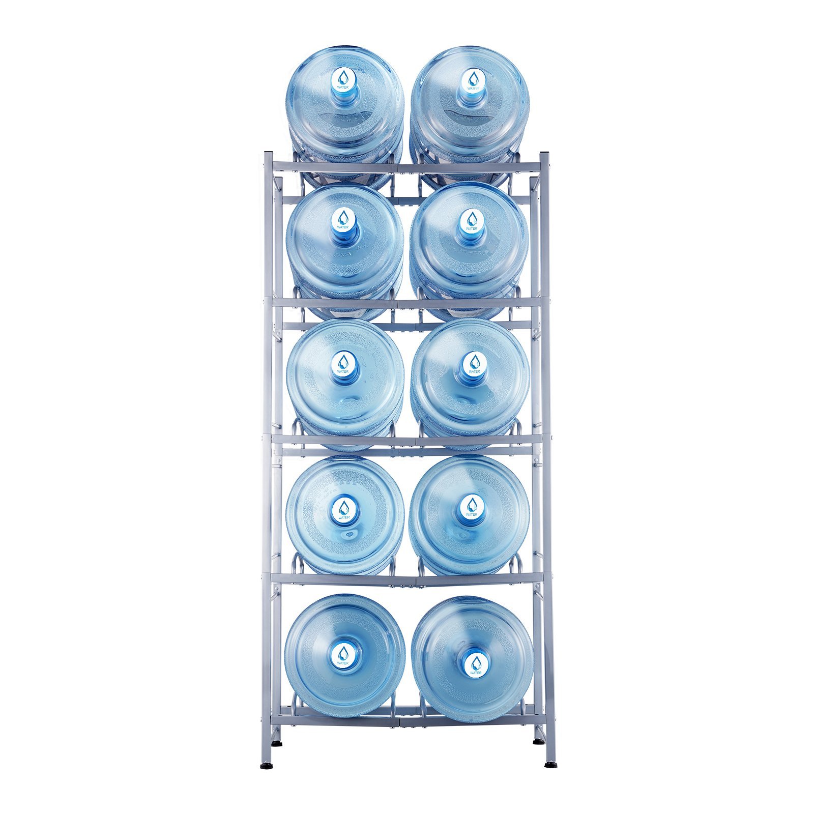 VEVOR 5-Tier Water Jug Holder Double Row Water Jug Rack 10 Bottles Silver Gray - Image 4