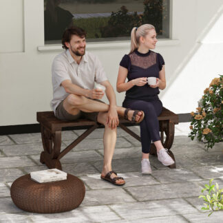2-Person Wagon Wheel Garden Bench, Brown